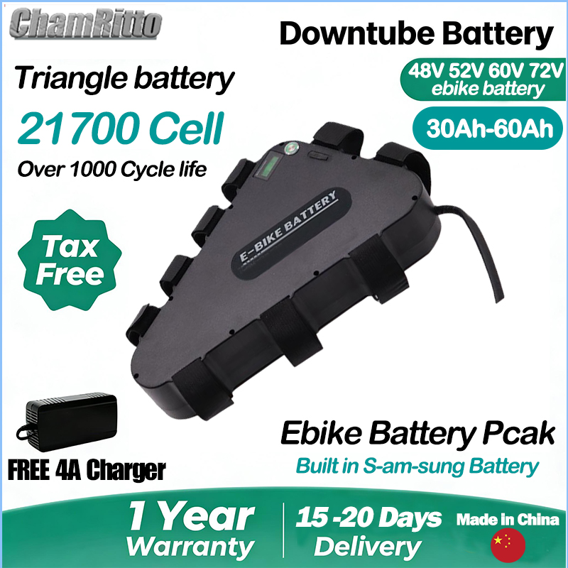 72V 50Ah 21700 Lithium Battery - Batería triangular para bicicleta eléctrica de